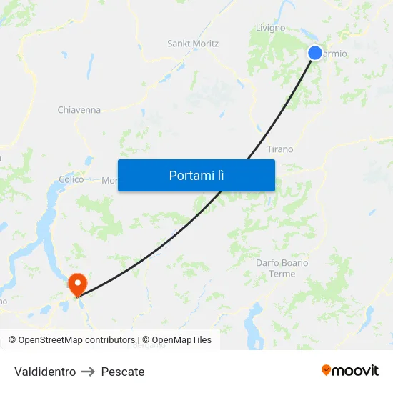 Valdidentro to Pescate map