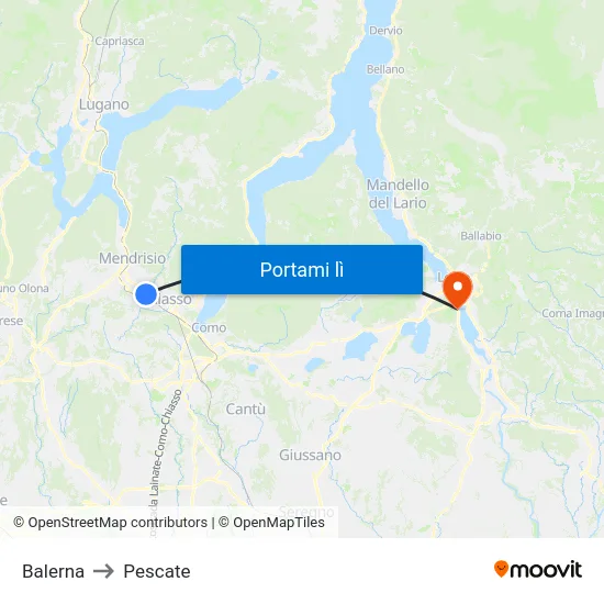 Balerna to Pescate map