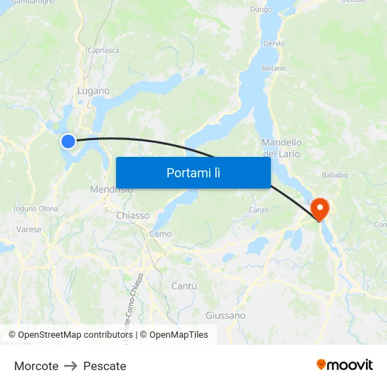 Morcote to Pescate map