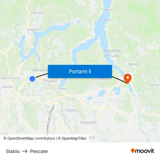 Stabio to Pescate map