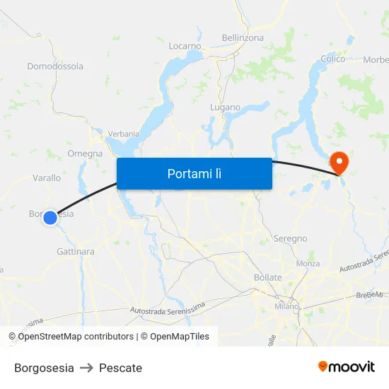 Borgosesia to Pescate map