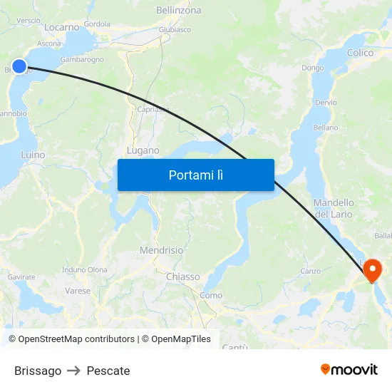 Brissago to Pescate map