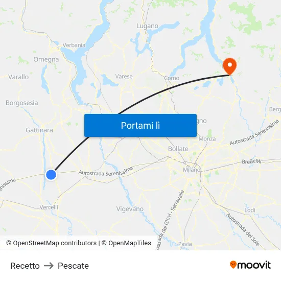 Recetto to Pescate map