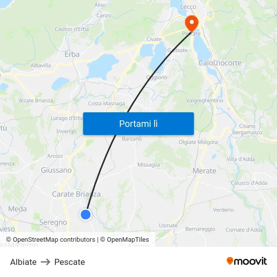 Albiate to Pescate map