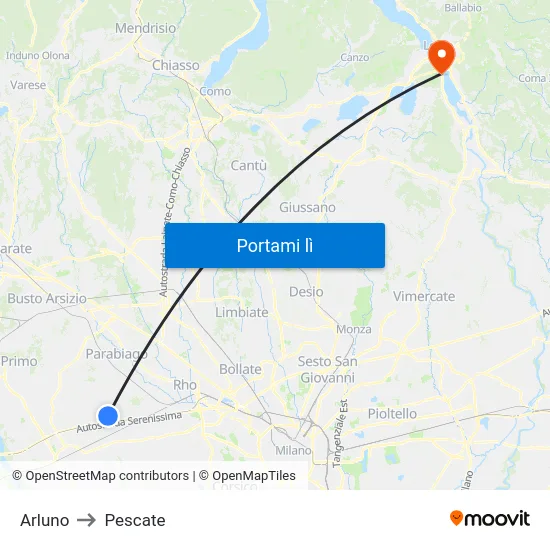 Arluno to Pescate map