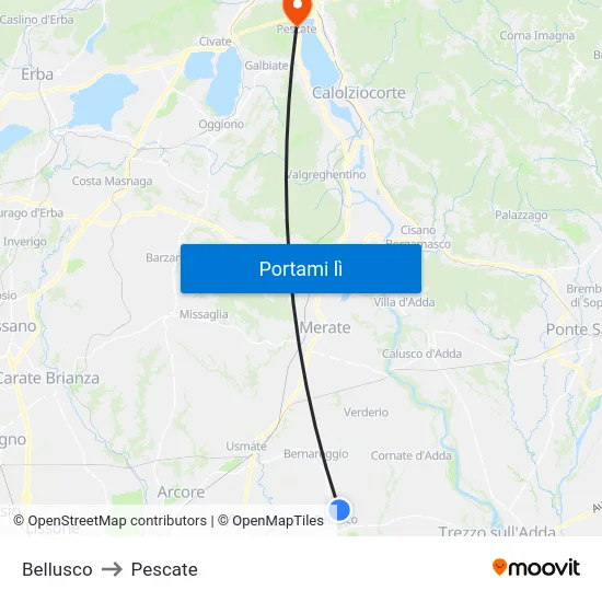 Bellusco to Pescate map