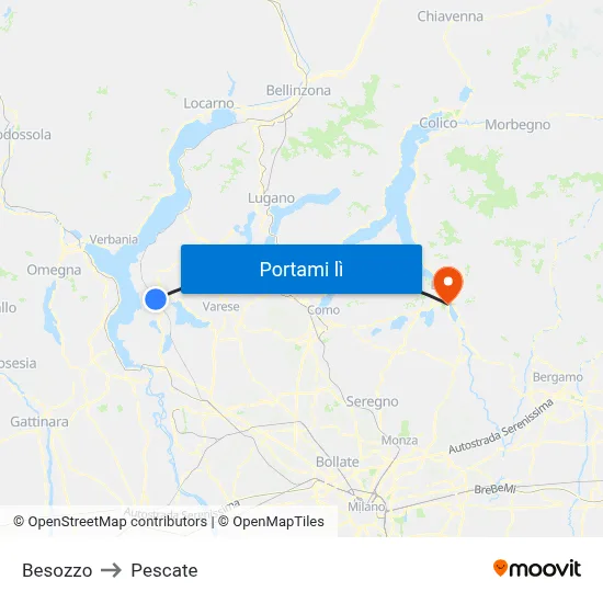 Besozzo to Pescate map