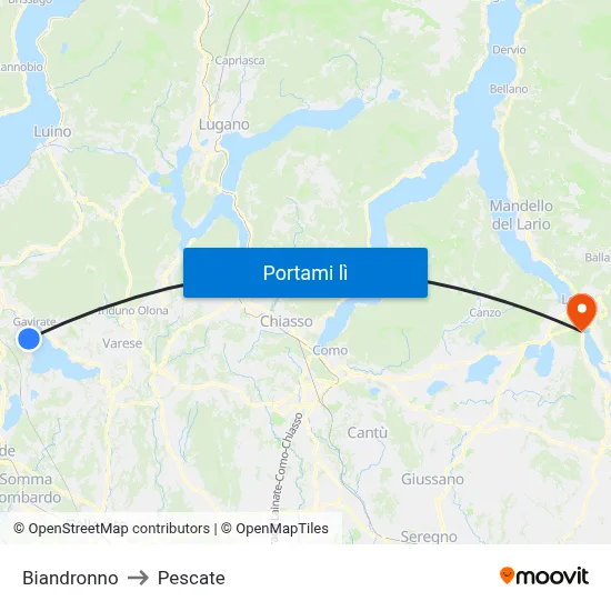Biandronno to Pescate map