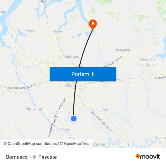 Bornasco to Pescate map