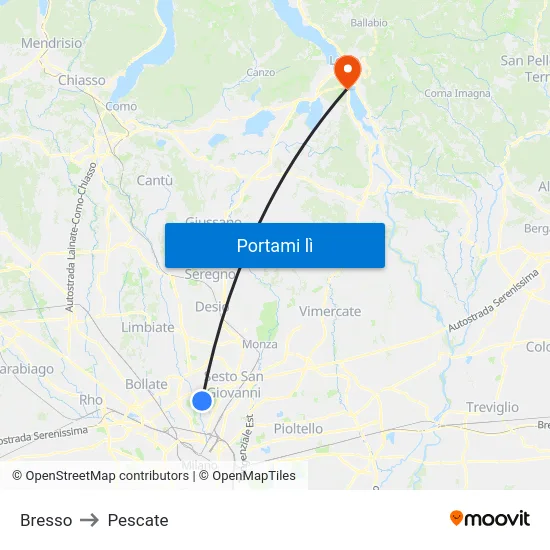 Bresso to Pescate map