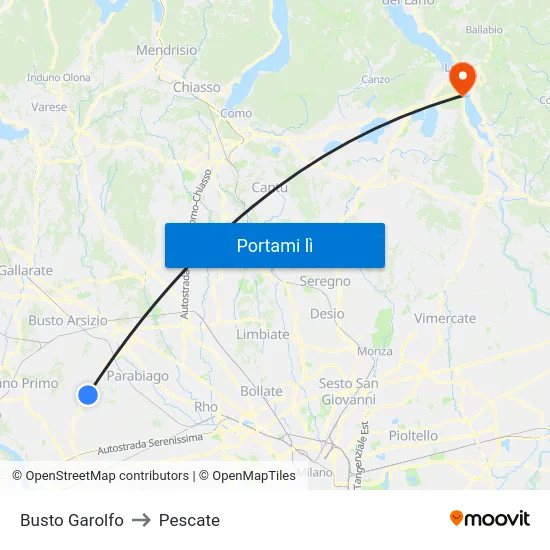 Busto Garolfo to Pescate map