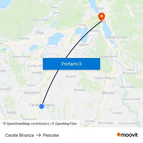 Carate Brianza to Pescate map