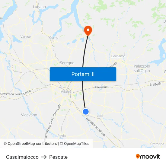 Casalmaiocco to Pescate map