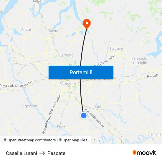 Caselle Lurani to Pescate map