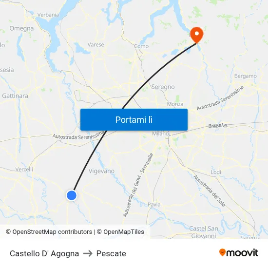 Castello D' Agogna to Pescate map