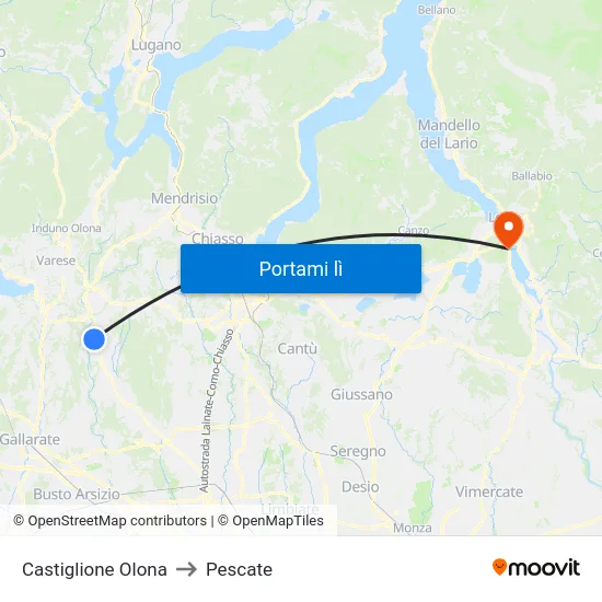 Castiglione Olona to Pescate map