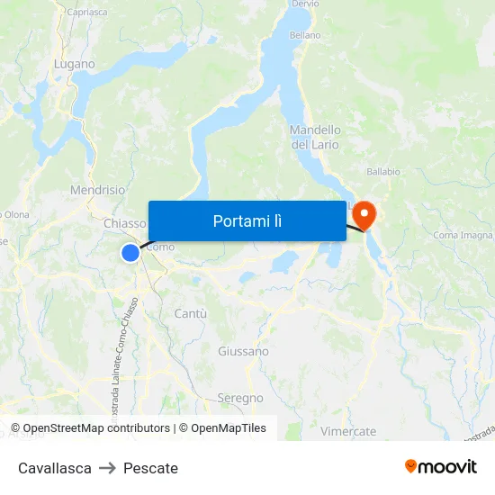 Cavallasca to Pescate map