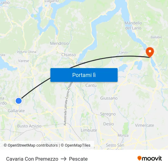 Cavaria Con Premezzo to Pescate map