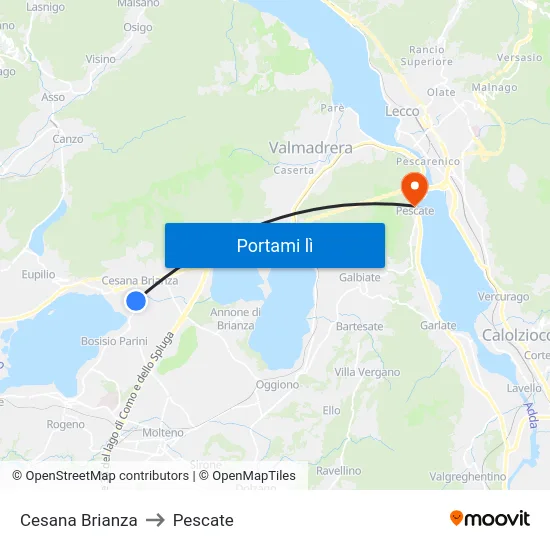 Cesana Brianza to Pescate map