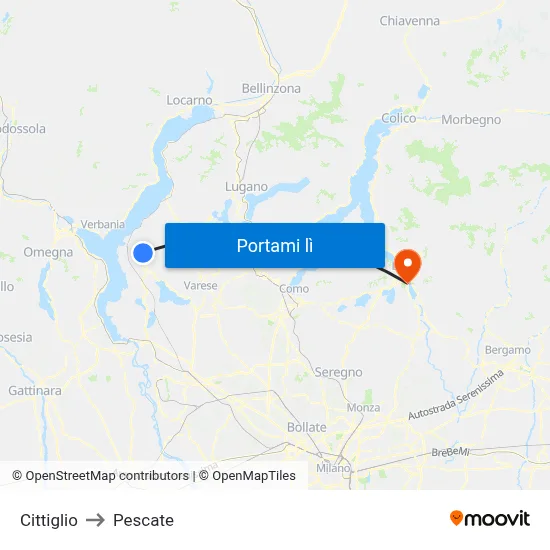 Cittiglio to Pescate map