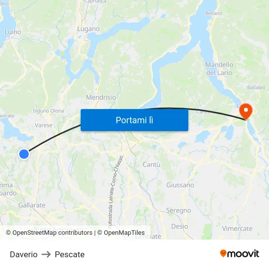 Daverio to Pescate map