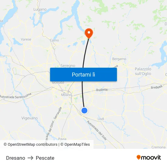 Dresano to Pescate map