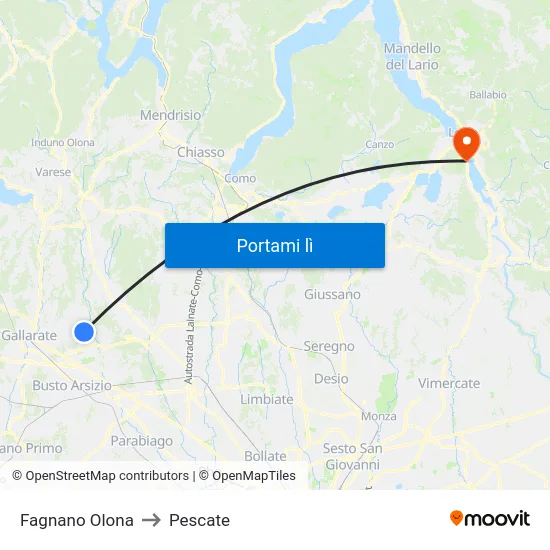 Fagnano Olona to Pescate map