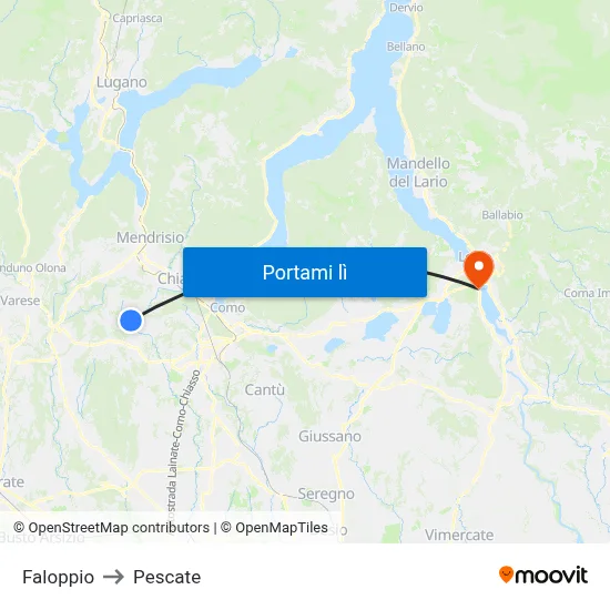 Faloppio to Pescate map