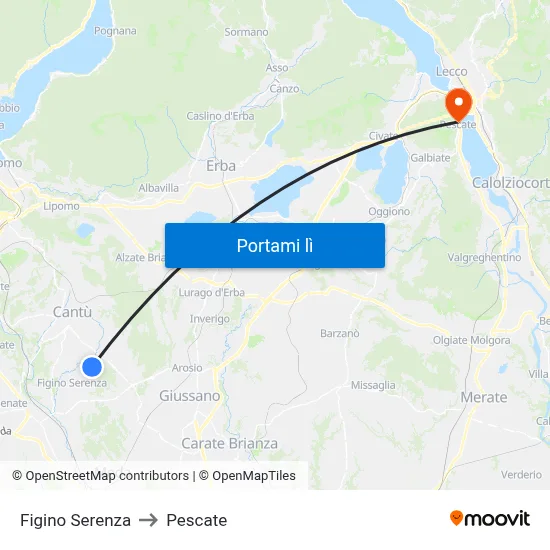 Figino Serenza to Pescate map