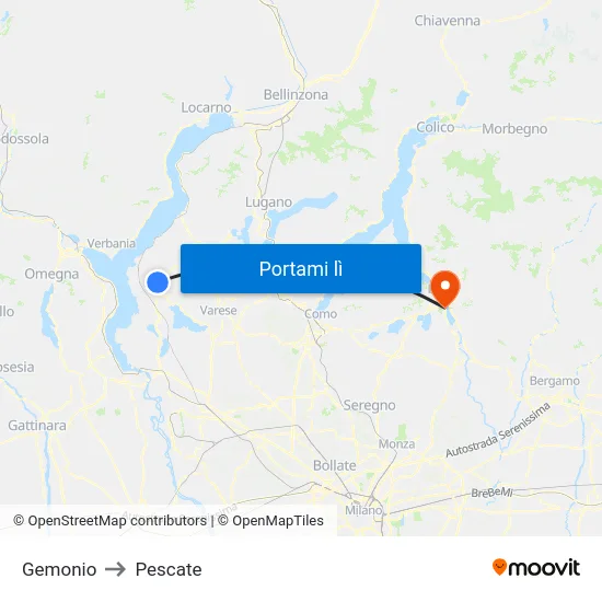 Gemonio to Pescate map