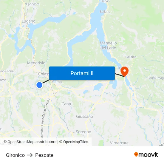 Gironico to Pescate map