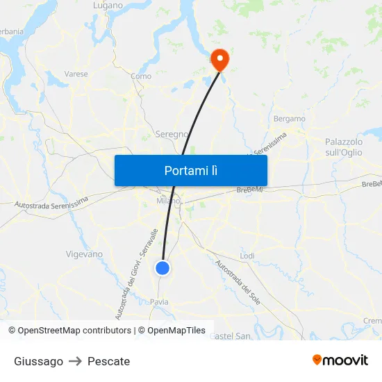 Giussago to Pescate map