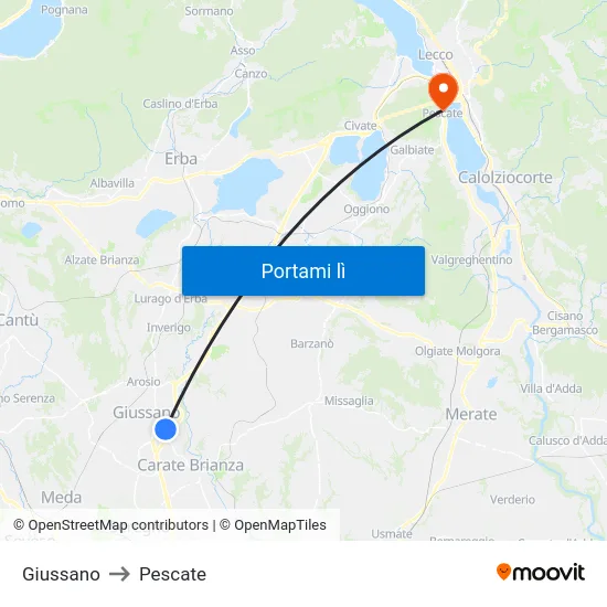 Giussano to Pescate map