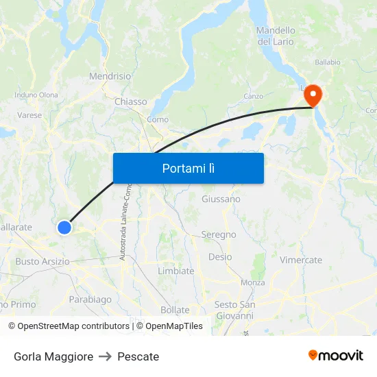 Gorla Maggiore to Pescate map