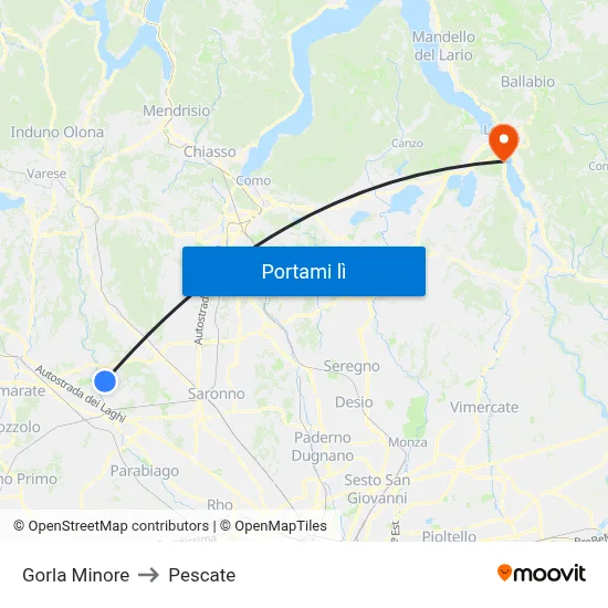 Gorla Minore to Pescate map