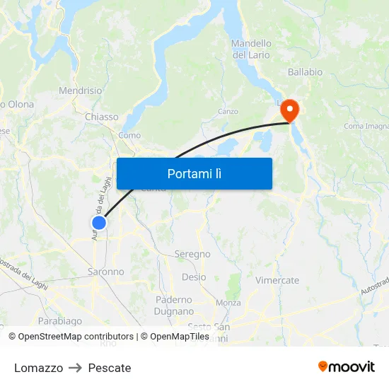 Lomazzo to Pescate map