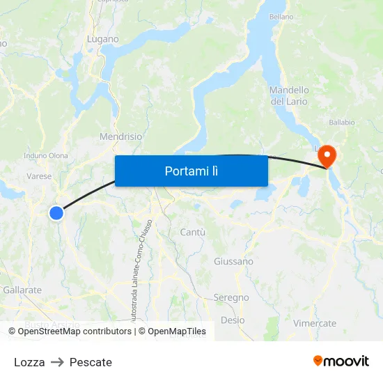 Lozza to Pescate map