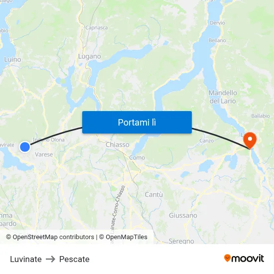 Luvinate to Pescate map