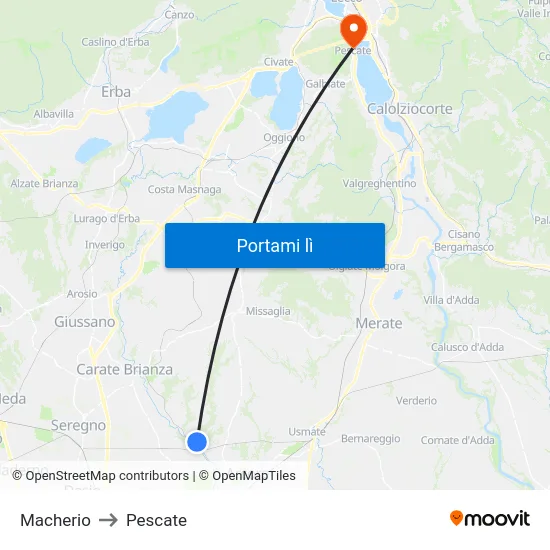 Macherio to Pescate map