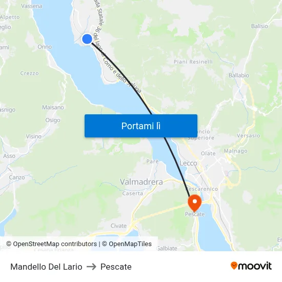 Mandello Del Lario to Pescate map