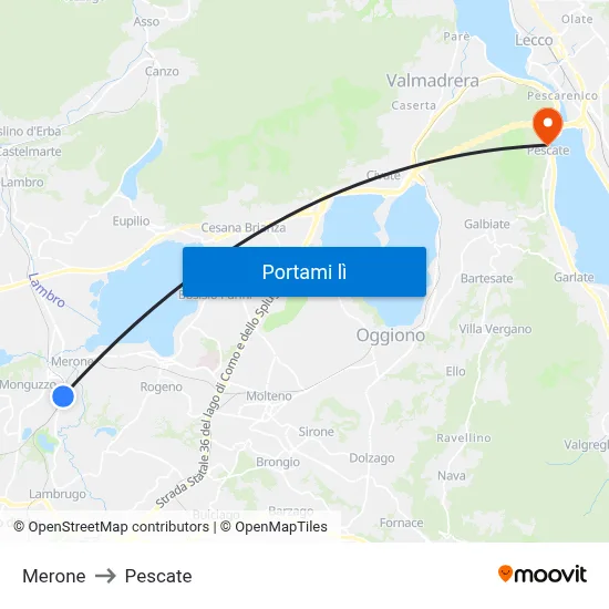 Merone to Pescate map