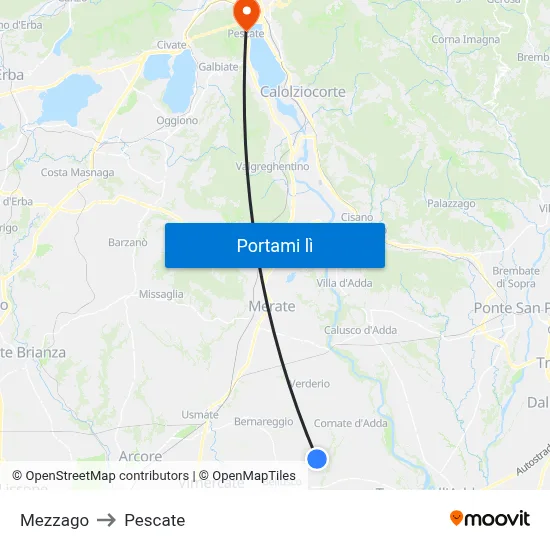 Mezzago to Pescate map