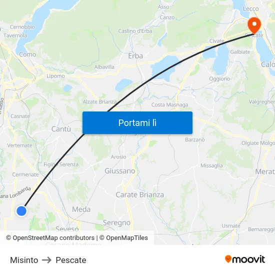 Misinto to Pescate map