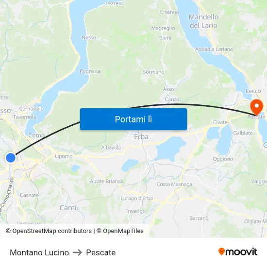 Montano Lucino to Pescate map