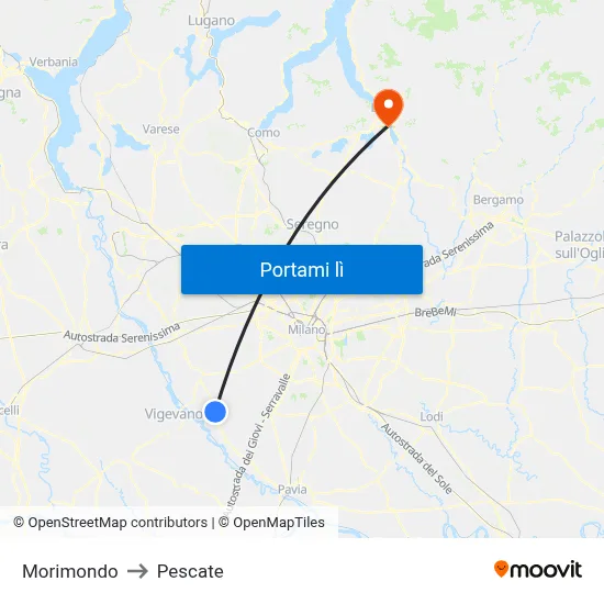 Morimondo to Pescate map