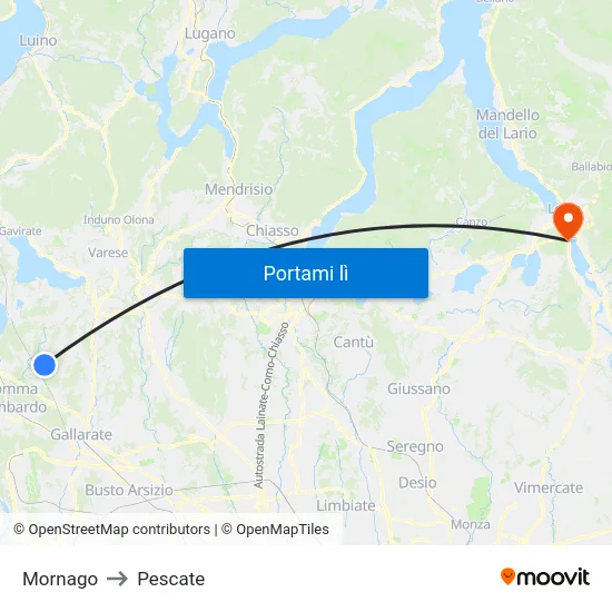 Mornago to Pescate map