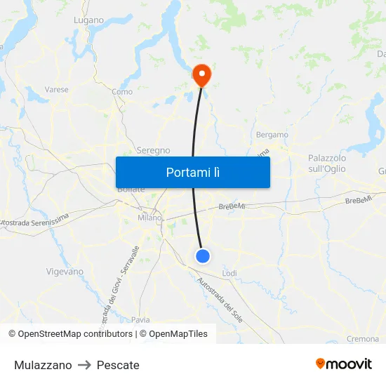 Mulazzano to Pescate map