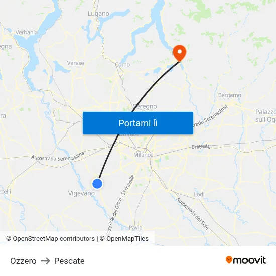 Ozzero to Pescate map