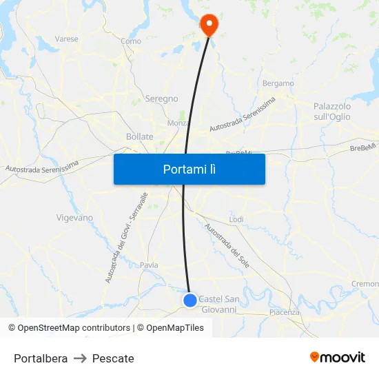 Portalbera to Pescate map
