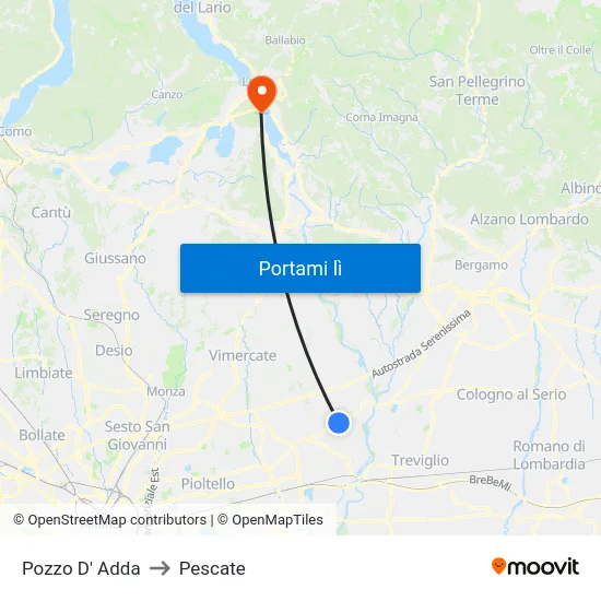 Pozzo D' Adda to Pescate map